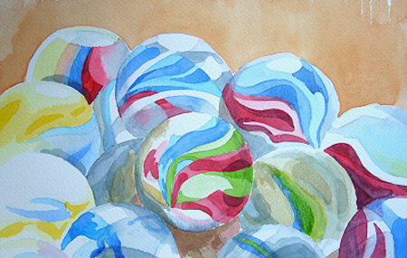 watercolour painting, Marbles