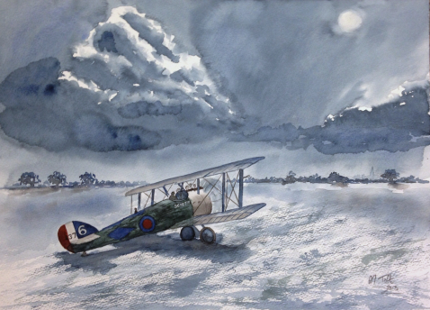 watercolour biplane