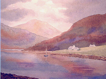 watercolour loch cottage