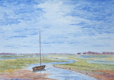 watercolour painting, Boat on Solway