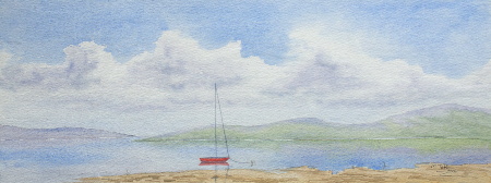 watercolour painting, beach