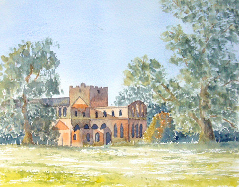 watercolour painting of Lanercost Priory