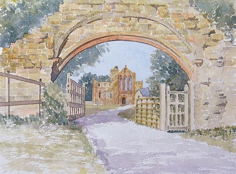 watercolour painting, Lanercost Priory, Cumbria