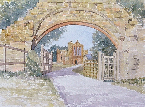 watercolour painting of Lanercost Priory