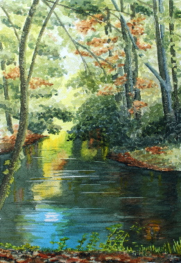watercolour painting, Reflections