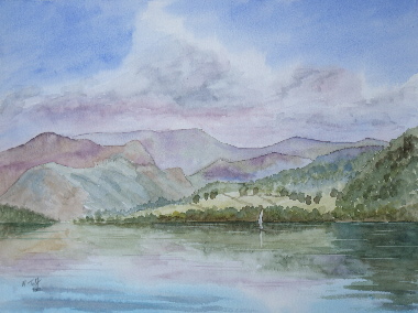 watercolour painting, Ullswater, Cumbria