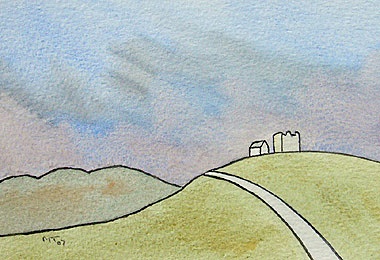 watercolour painting, Birdoswald, Cumbria