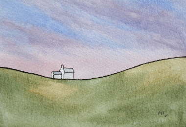 watercolour painting, Talkin Farm, Cumbria