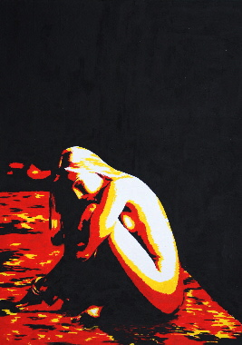 acrylic painting, nude, silouhette