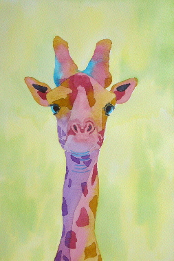watercolour painting, Giraffe 
